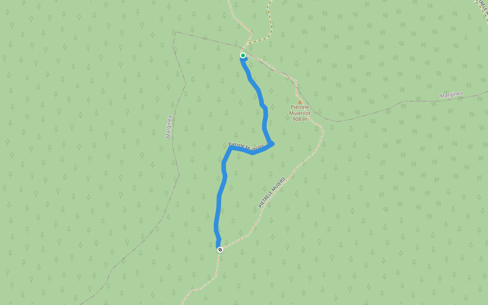 Pietrele Muierilor walking route map in Solca