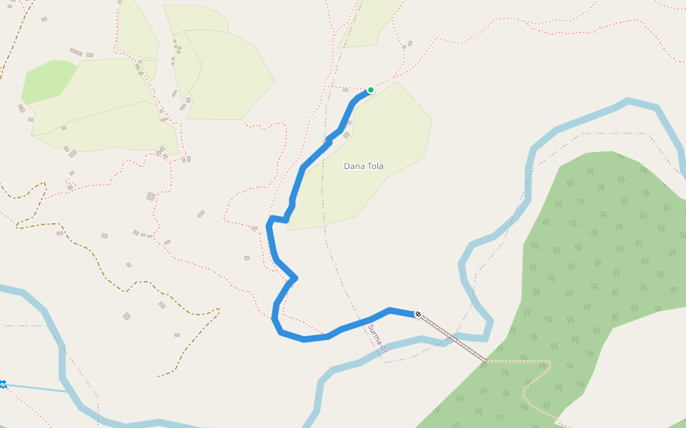 Foothpath walking route map in Amargadhi