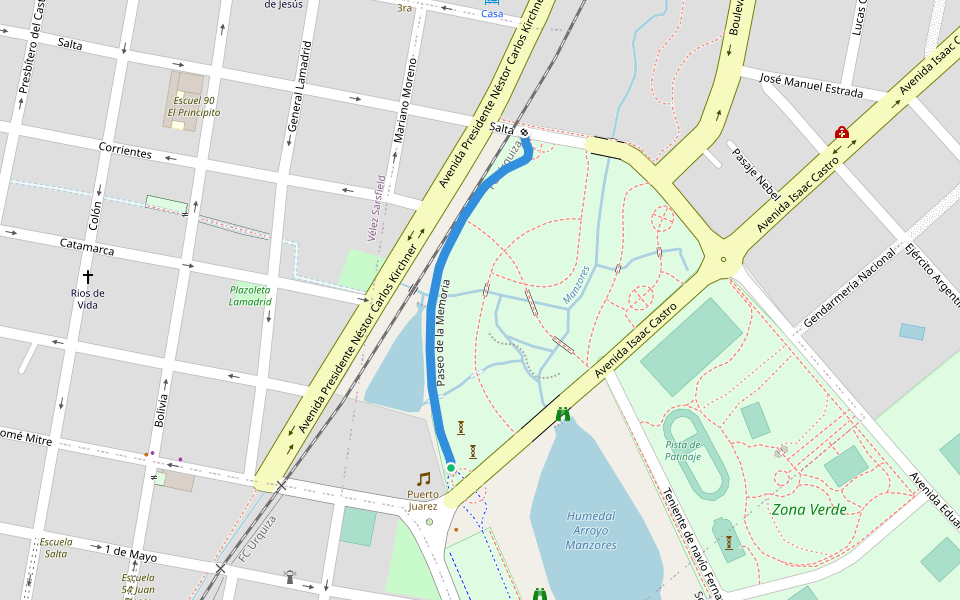 Paseo de la Memoria walking route map in Concordia