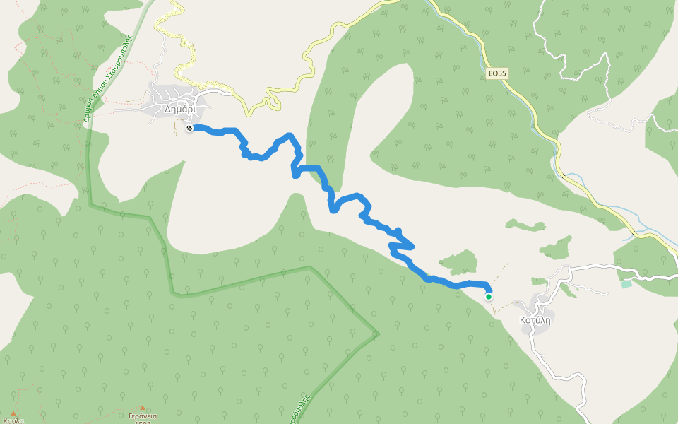 Δημάριο-Κοτύλη walking route map in Kotili