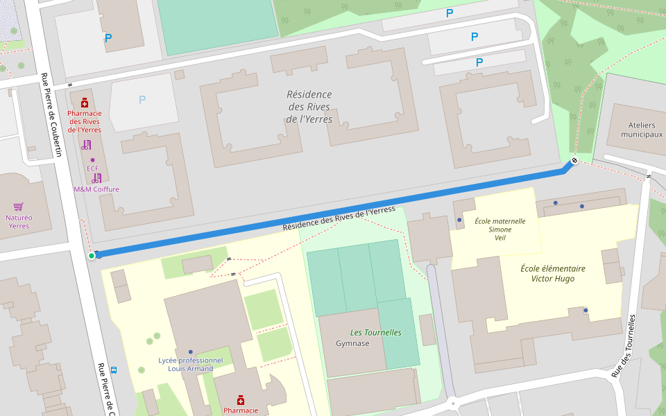 Résidence des Rives de l'Yerress walking route map in Yerres