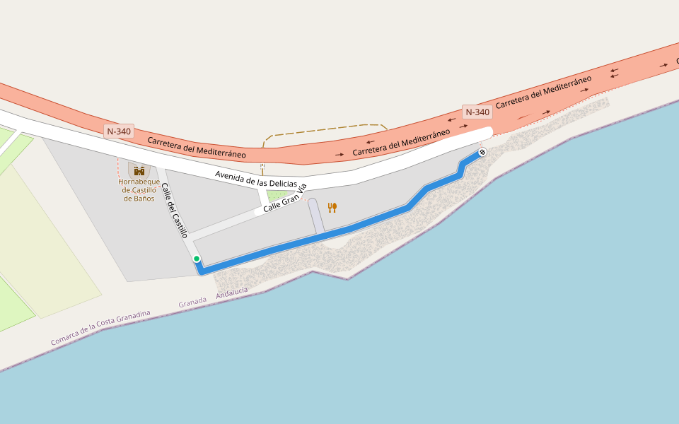 Paseo de la Concordia walking route map in Castillo de Baños