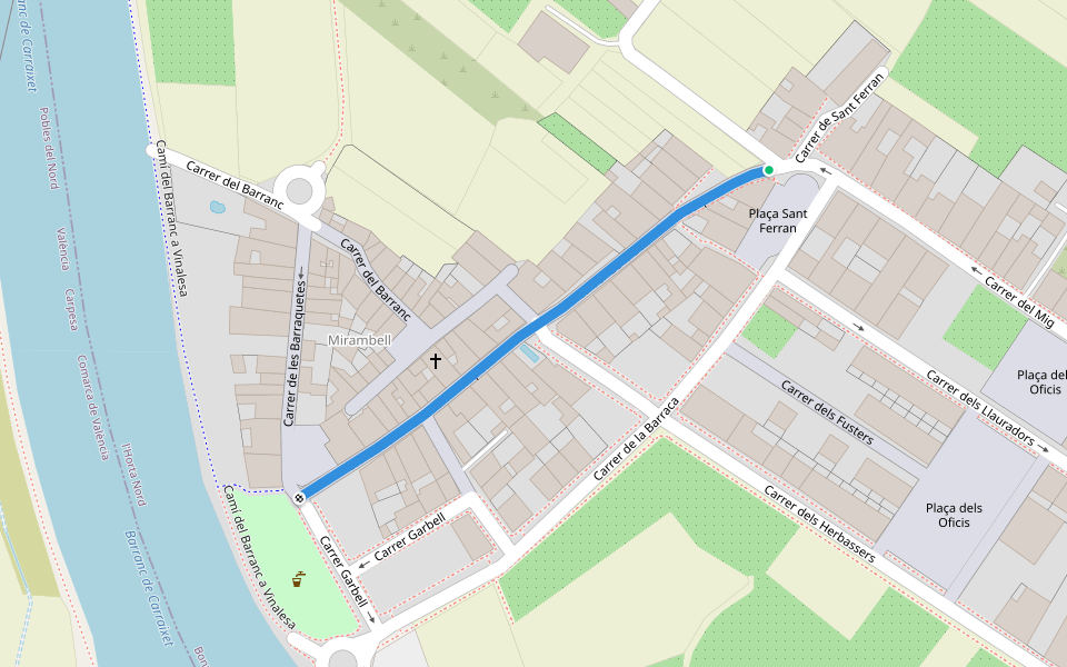 Carrer de la Baixada de Carpesa walking route map in Bonrepòs i Mirambell