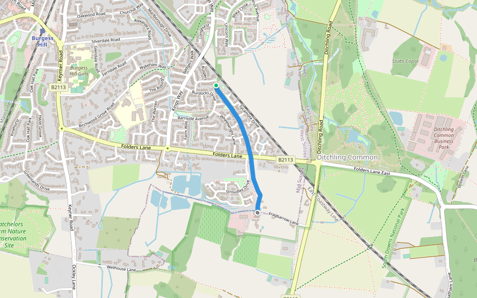 The Woods walking route map in Burgess Hill