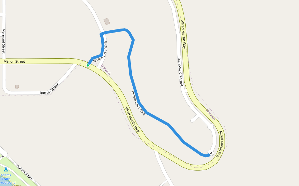 Brown Lake Walk walking route map in Dunwich