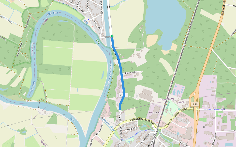 Lathener Straße walking route map in Fresenburg