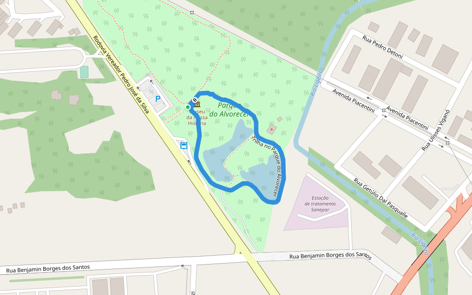Trilha no Parque do Alvorecer walking route map in Pato Branco