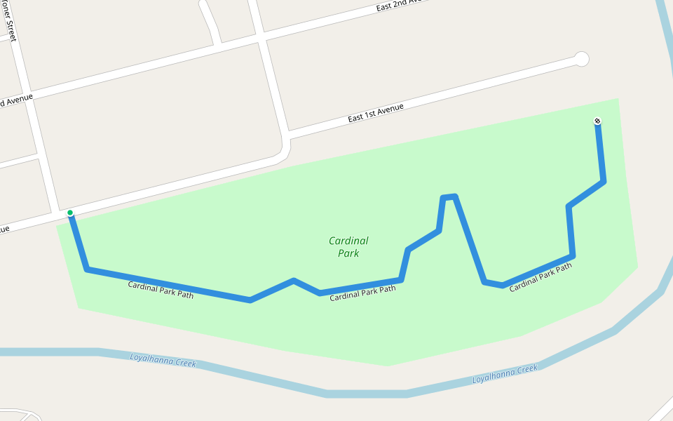 Cardinal Park Path walking route map in Latrobe