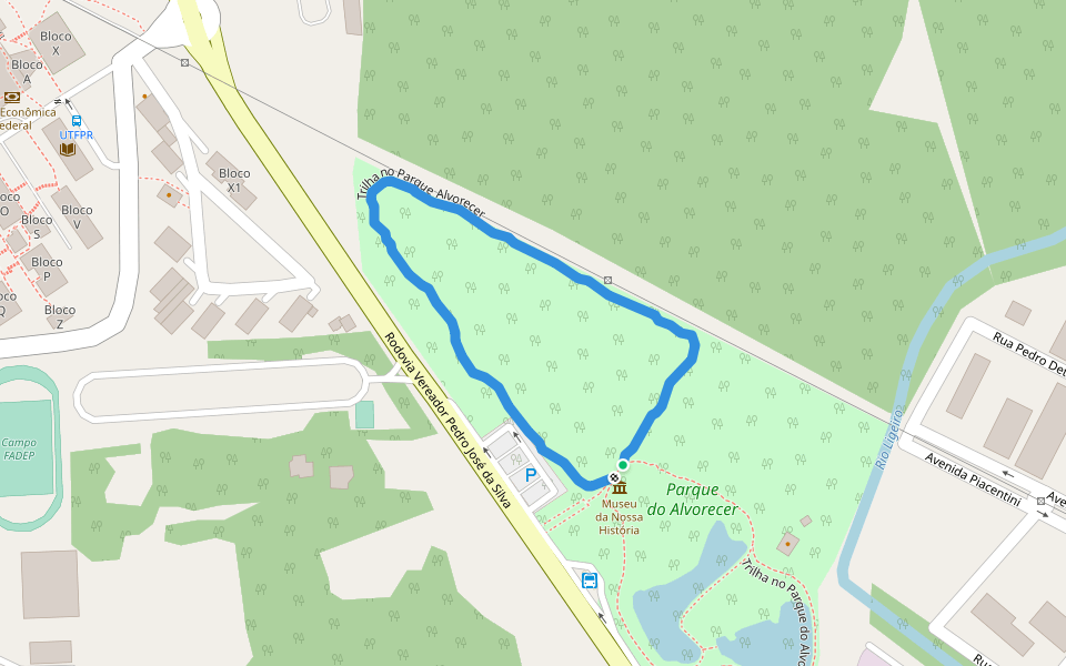 Trilha no Parque Alvorecer walking route map in Pato Branco