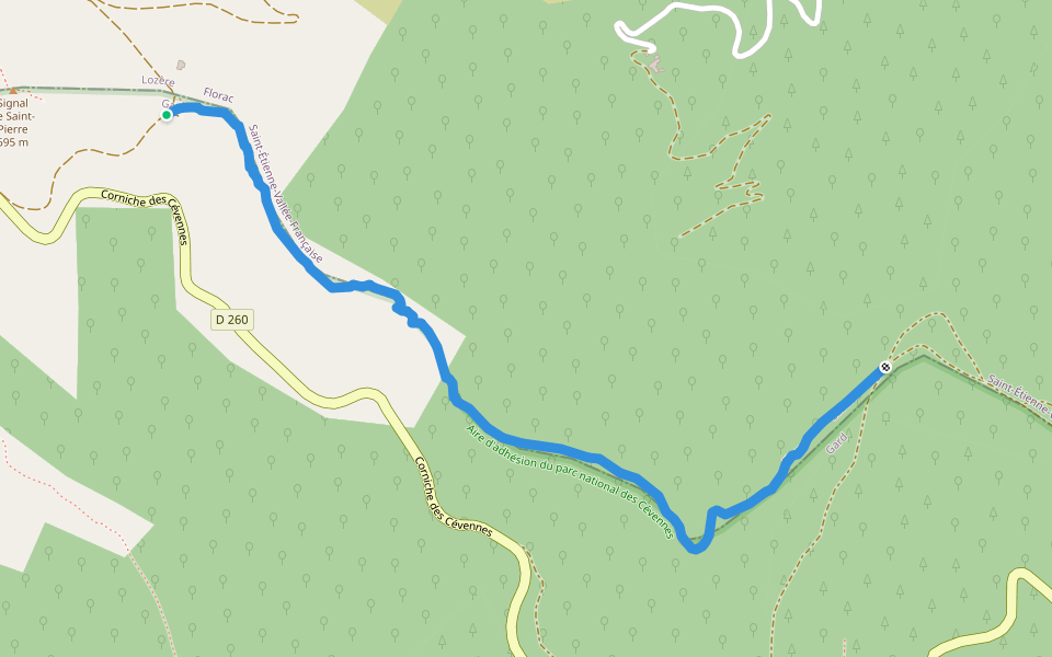 GR70 walking route map in Saint-Étienne-Vallée-Française