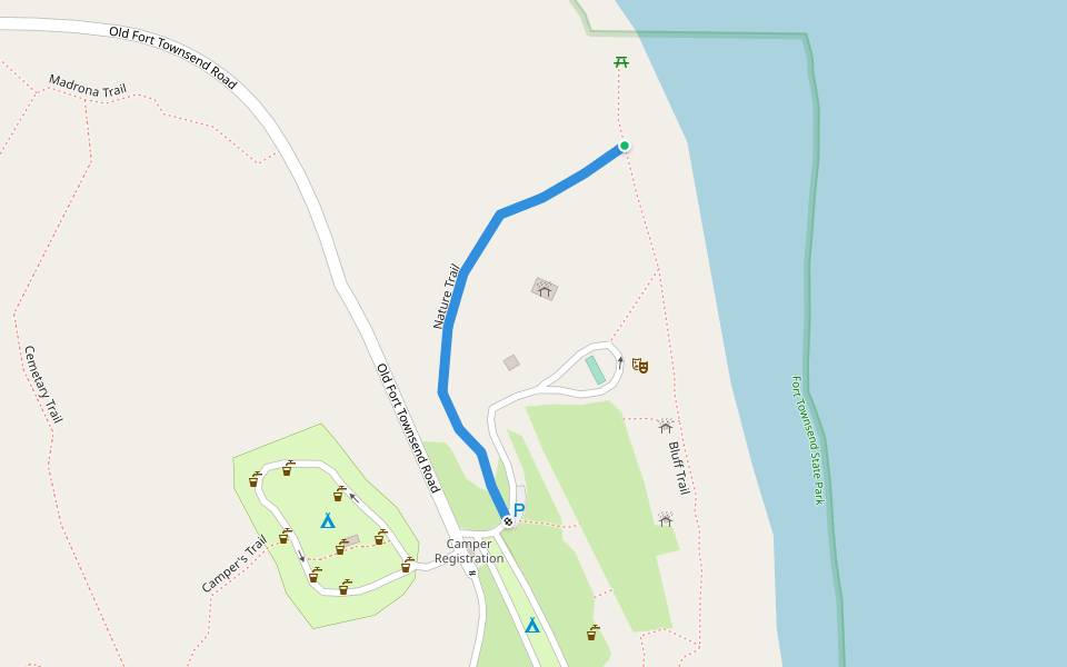 Nature Trail walking route map in Port Townsend