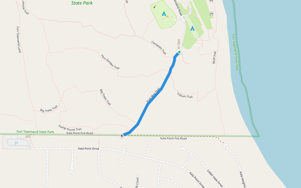 Park Way Trail walking route map in Port Townsend