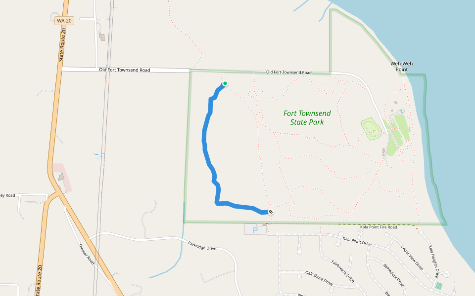 Rhododendron Trail walking route map in Port Townsend
