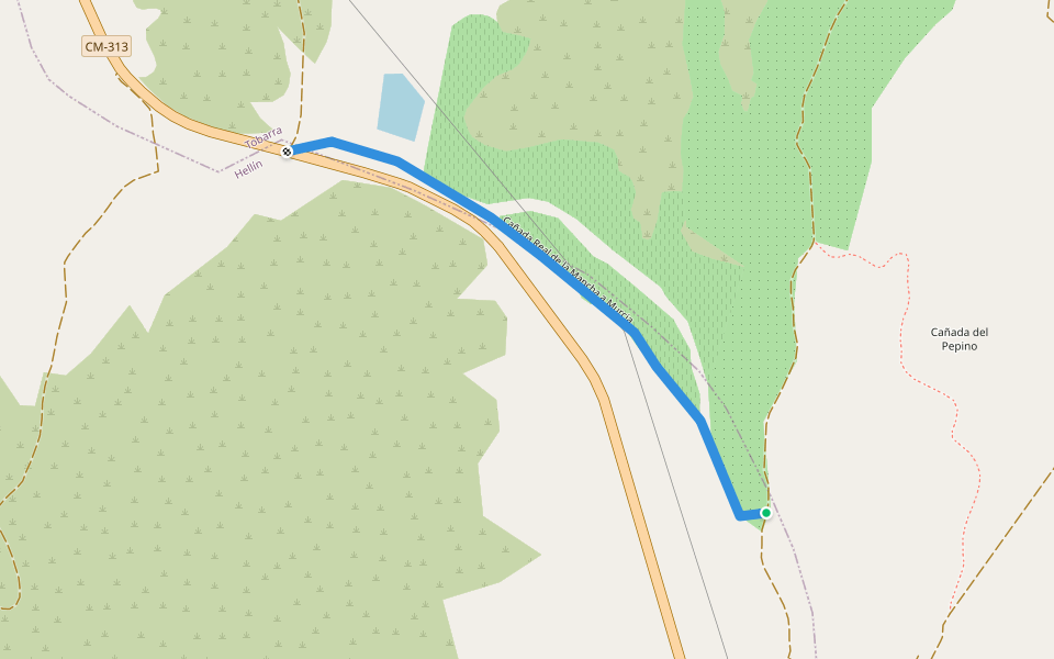Cañada Real de la Mancha a Murcia walking route map in Hellín