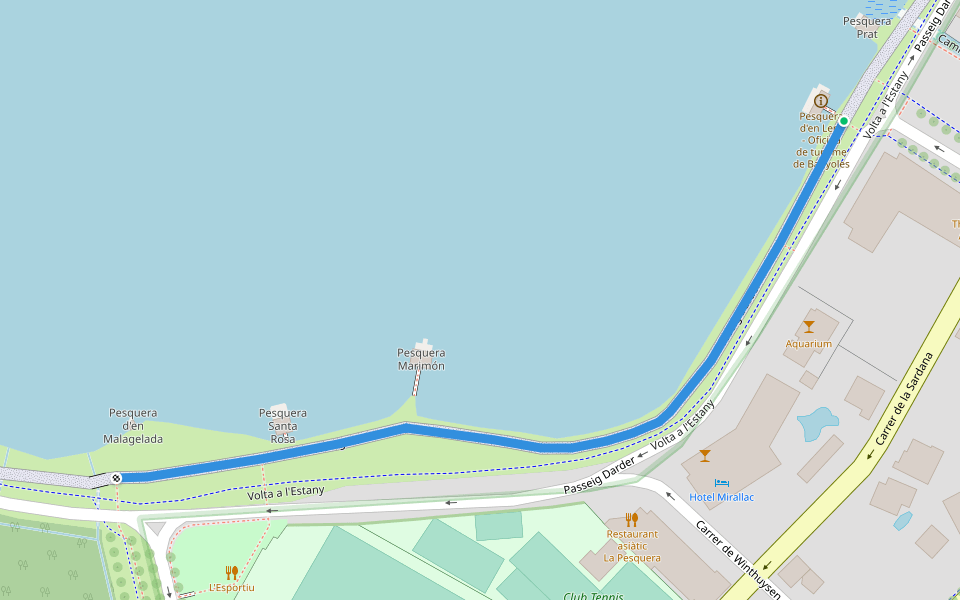 Passeig Darder walking route map in Banyoles