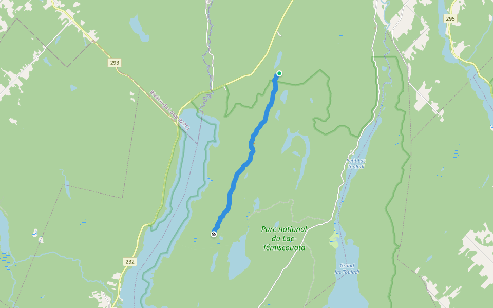 Sentier les Cascades Sutherland walking route map in Saint-Michel-du-Squatec