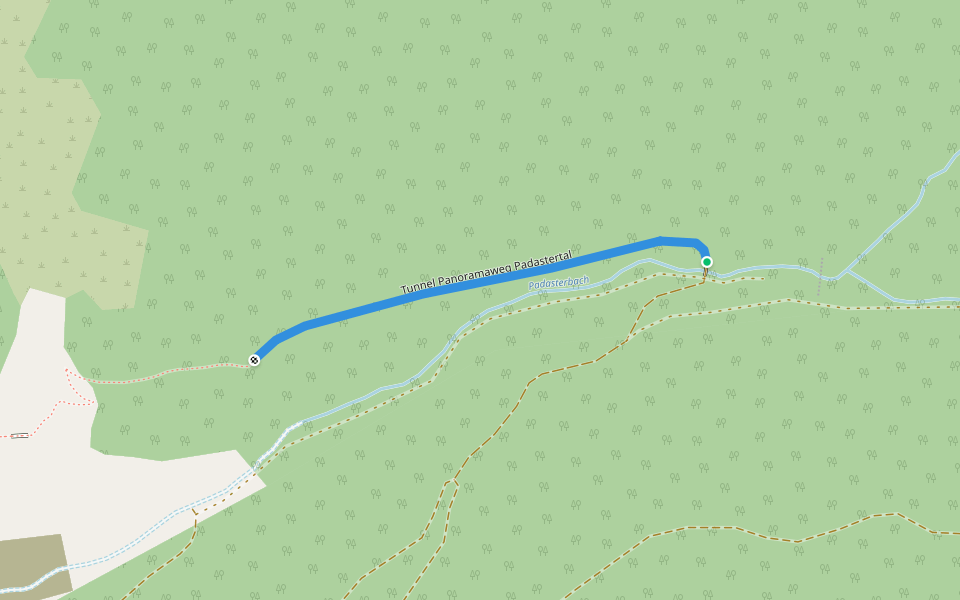 Tunnel Panoramaweg Padastertal walking route map in Navis