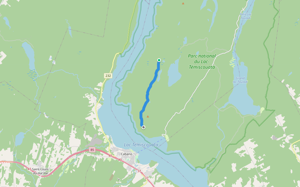 Sentier Montagne à Fourneau walking route map in Saint-Michel-du-Squatec