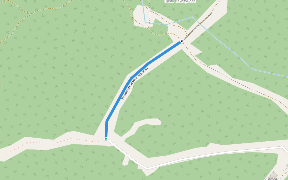 Непроезжаемые заросли walking route map in Gorskoe