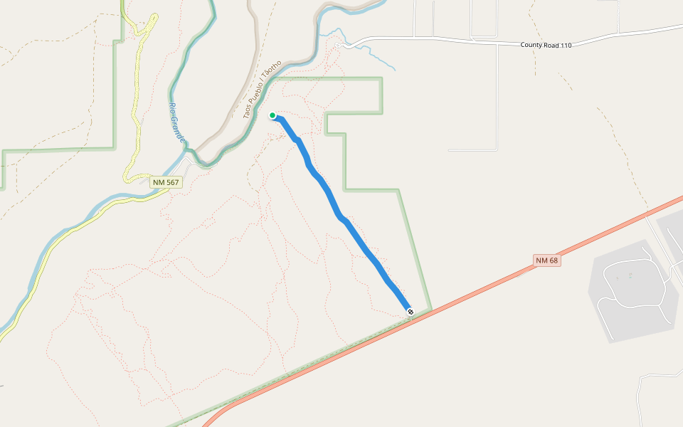 Traders Trail walking route map in Taos