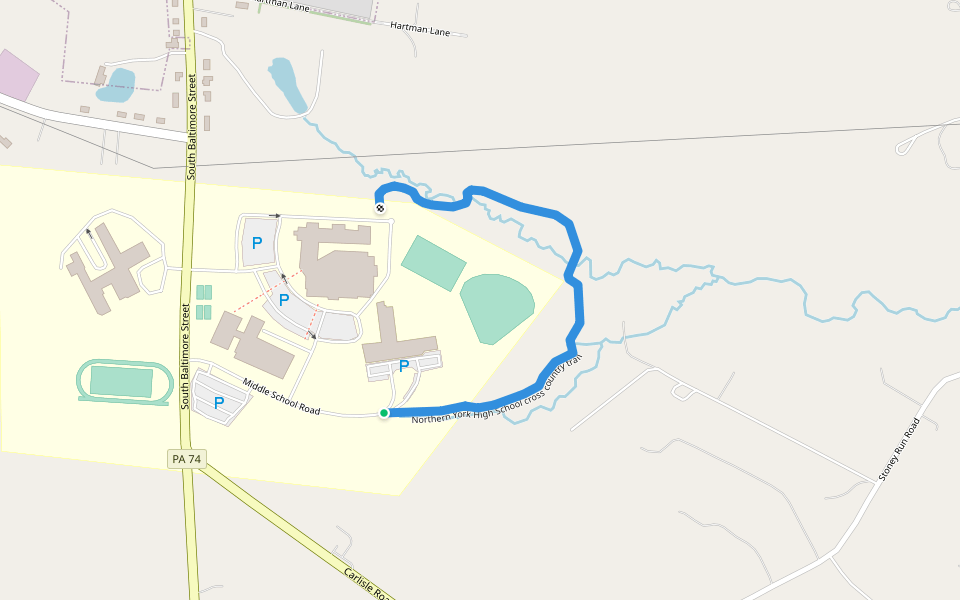 Northern York High School cross country trail walking route map in Dillsburg