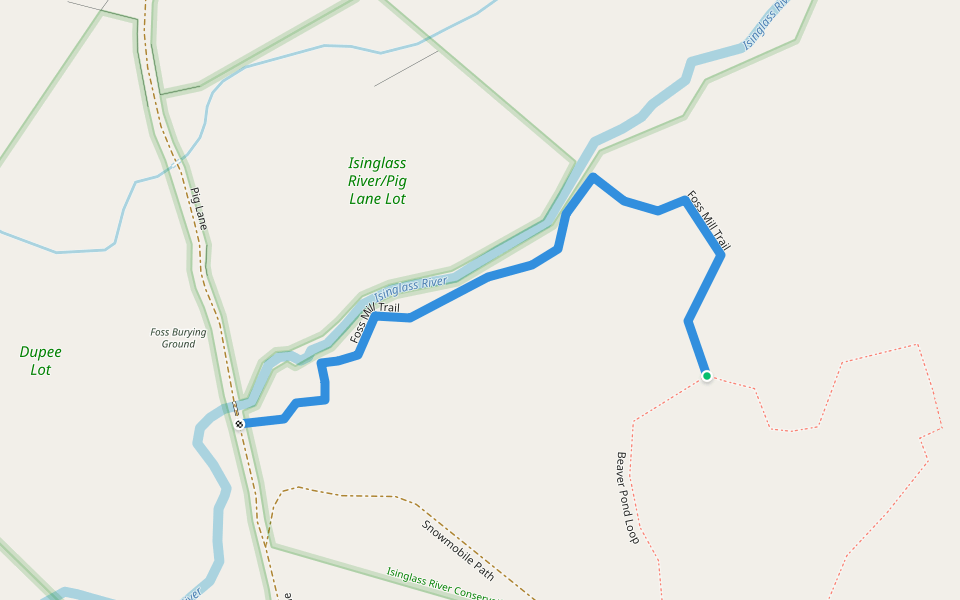 Foss Mill Trail walking route map in Strafford