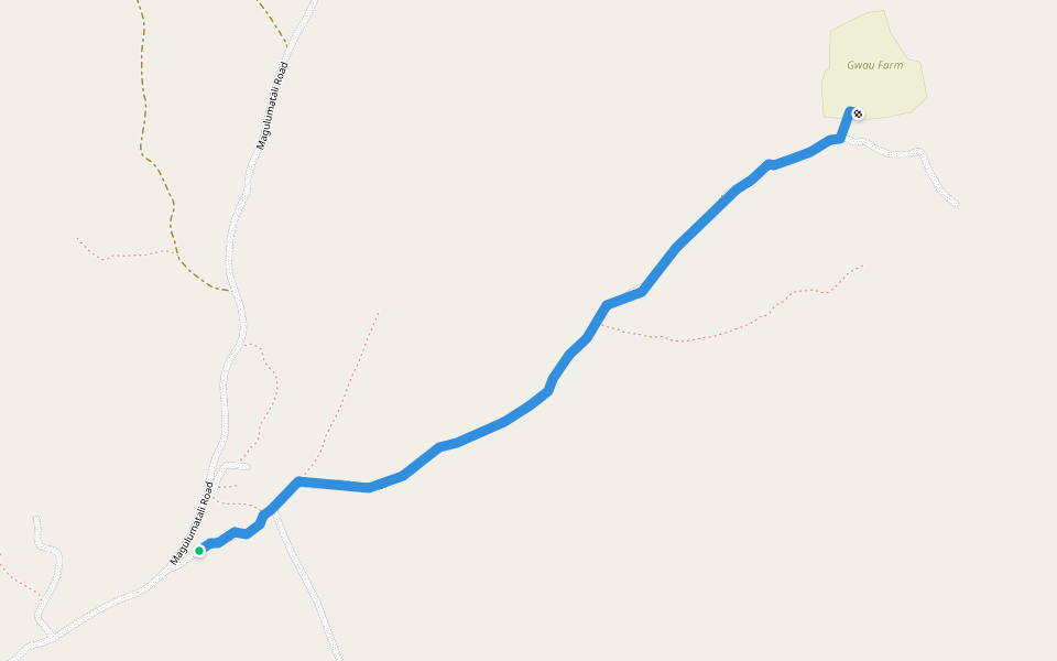Kwa Mzee Gwau walking route map in Chamakweza