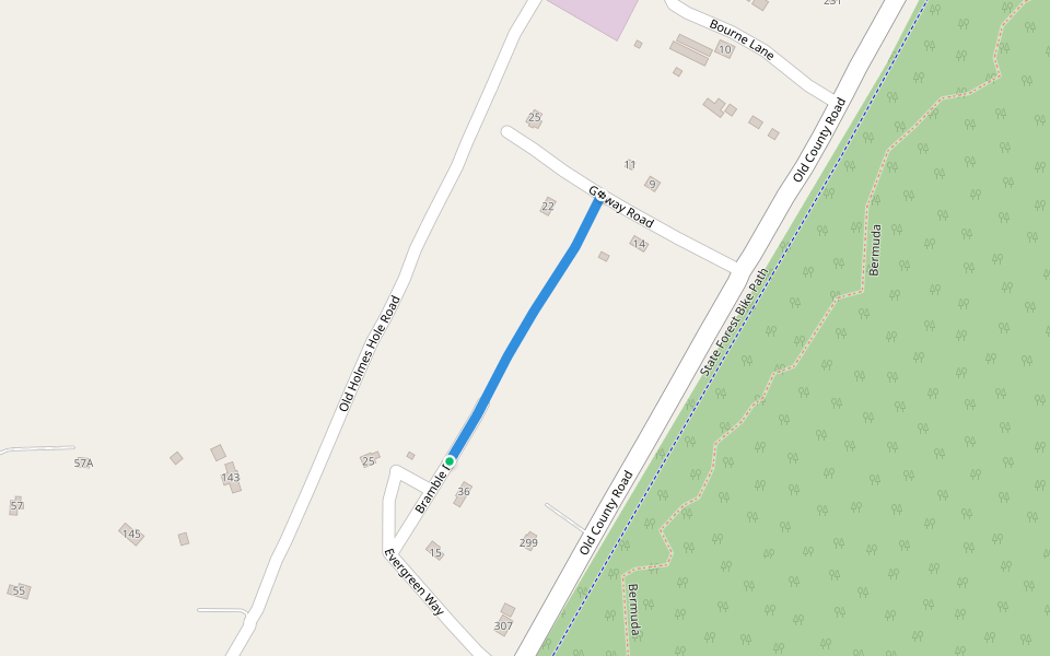 Bramble Path walking route map in West Tisbury