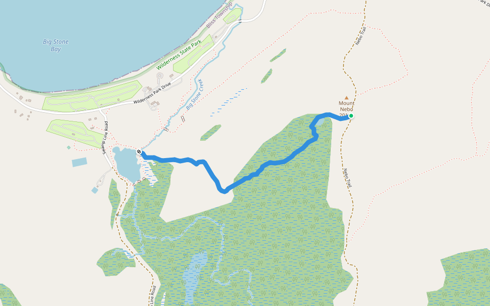 Red Pine Trail walking route map in Carp Lake