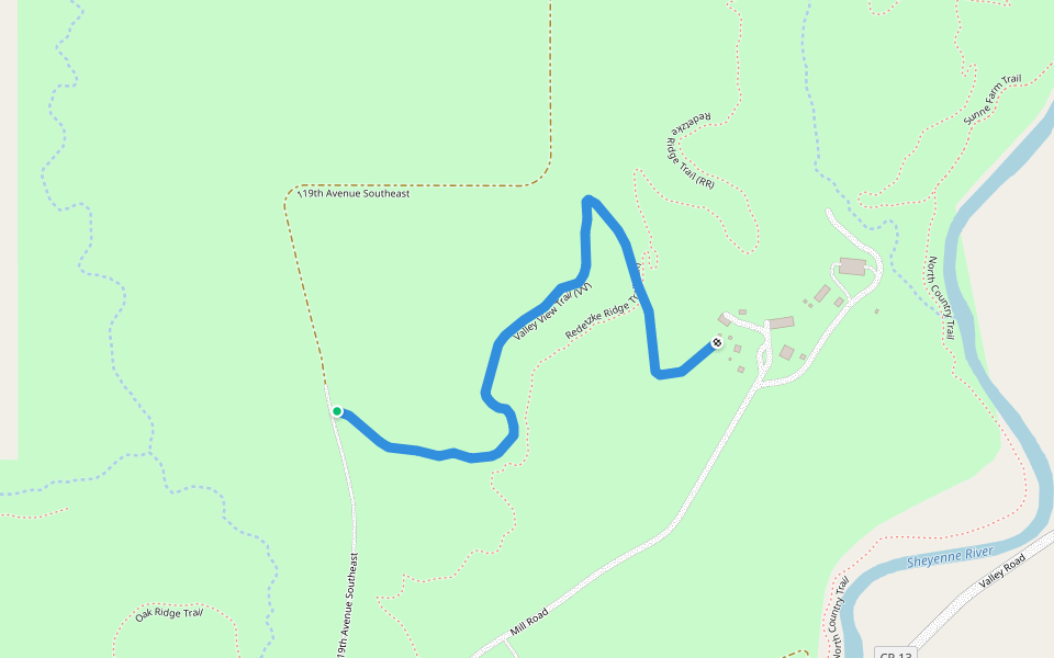 Valley View Trail (VV) walking route map in Fort Ransom