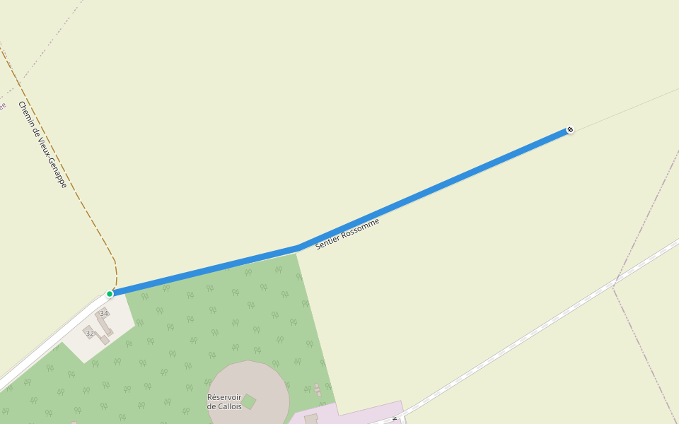 Sentier Rossomme walking route map in Braine-l'Alleud