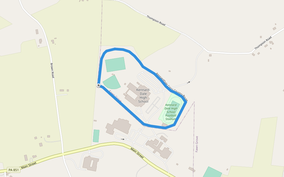 KennardDale Cross Country Route walking route map in Fawn Grove