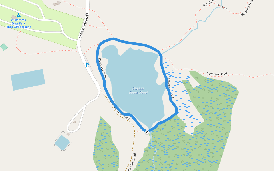 Pondside Trail walking route map in Carp Lake