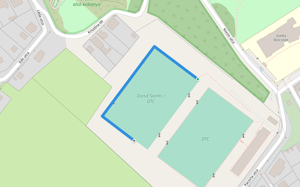 Diósd Saints Amerikai Football walking route map in Diósd