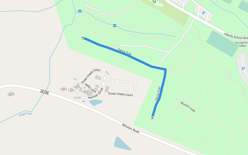 Fence Trail walking route map in Ashland