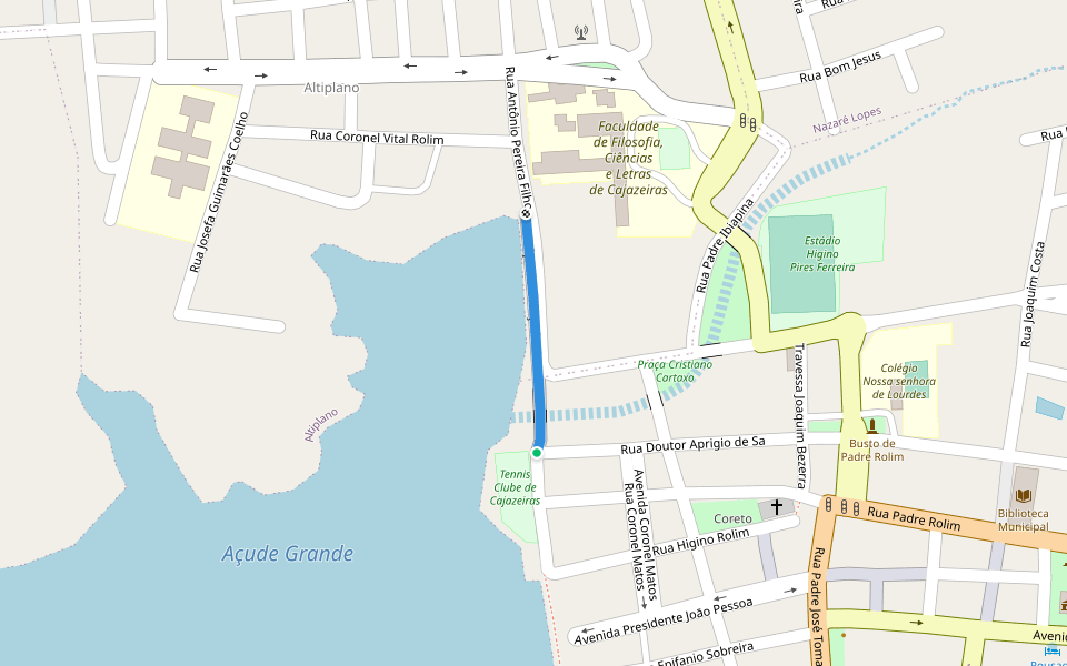 Calçadão do Açude Grande walking route map in Cajazeiras