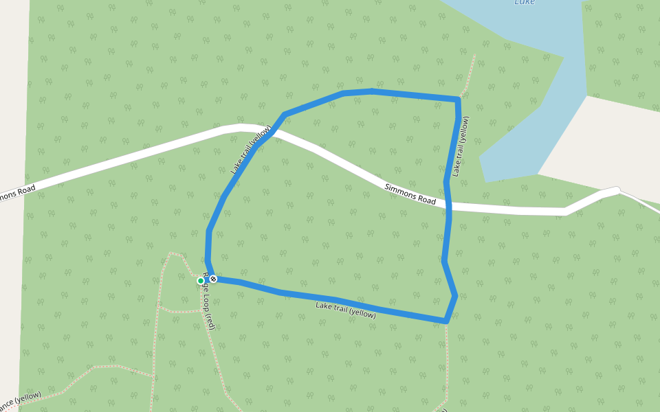 Lake trail (yellow) walking route map in Glenmont