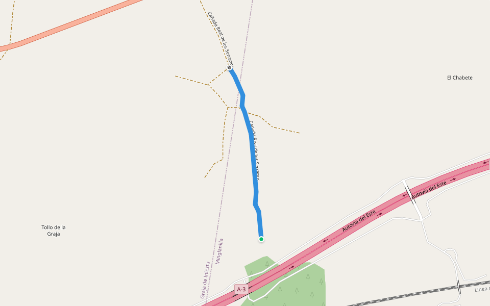 Cañada Real de los Serranos walking route map in Minglanilla