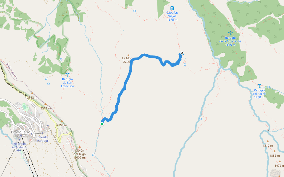 Acequia de Hoyo Puente walking route map in Monachil