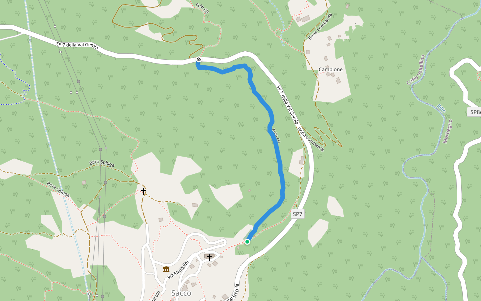 Fuìn (1) walking route map in Sacco