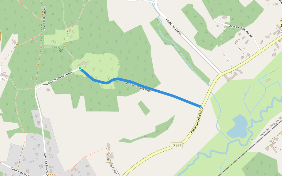 Chemin de Boschaud walking route map in Château-l'Évêque