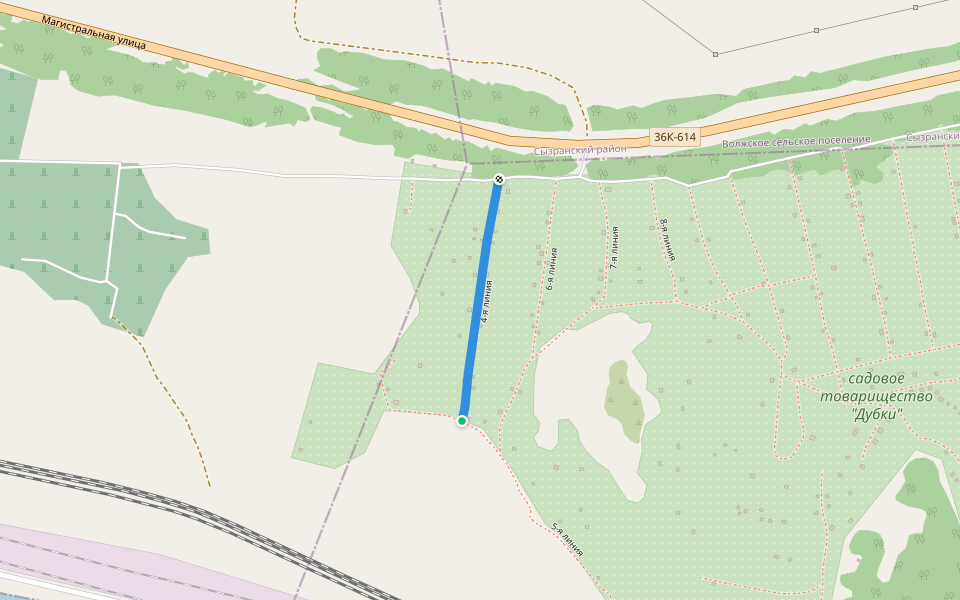 4-я линия walking route map in Syzran