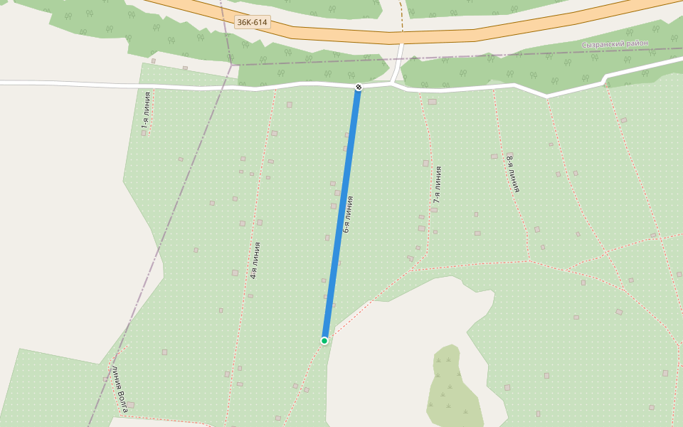 6-я линия walking route map in Syzran