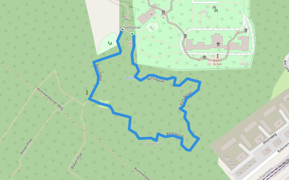 Barfußpfad walking route map in Beelitz
