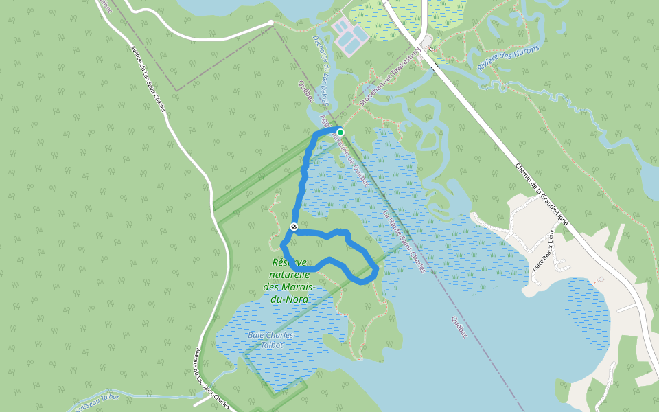 L'Éperon (Marais du Nord) walking route map in Lac-Delage