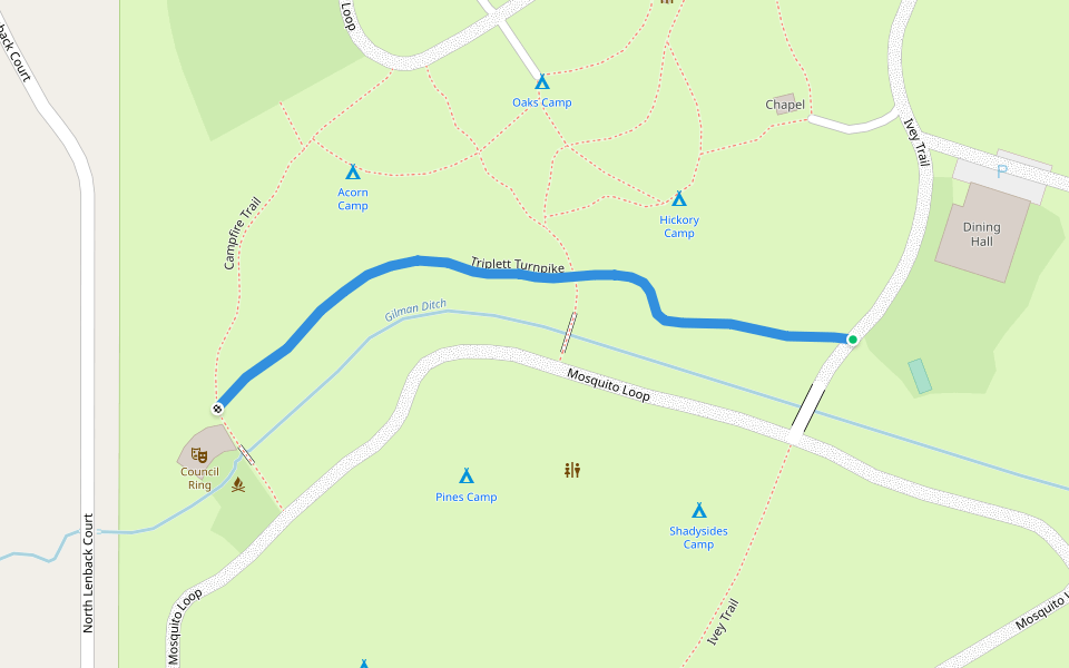 Triplett Turnpike walking route map in Monticello