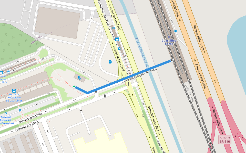 Passarela Estação - Terminal walking route map in Guarulhos