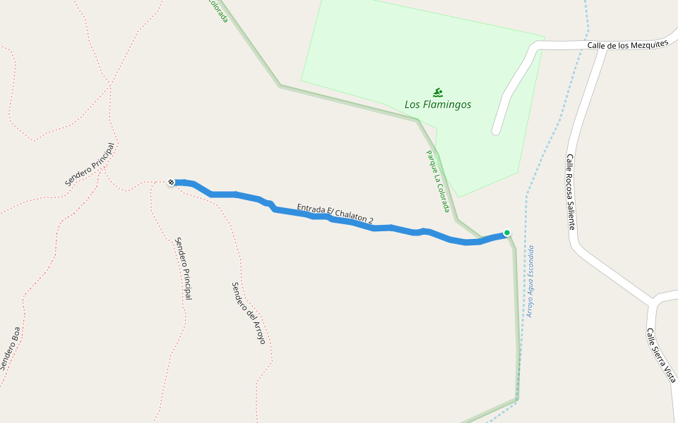 Entrada El Chalaton 2 walking route map in Álamos