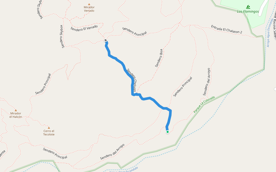 Senderp Cholugo walking route map in Álamos