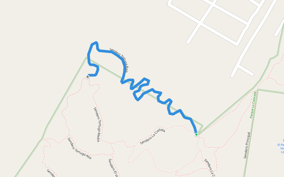 Sendero Tortuga Baja walking route map in Álamos